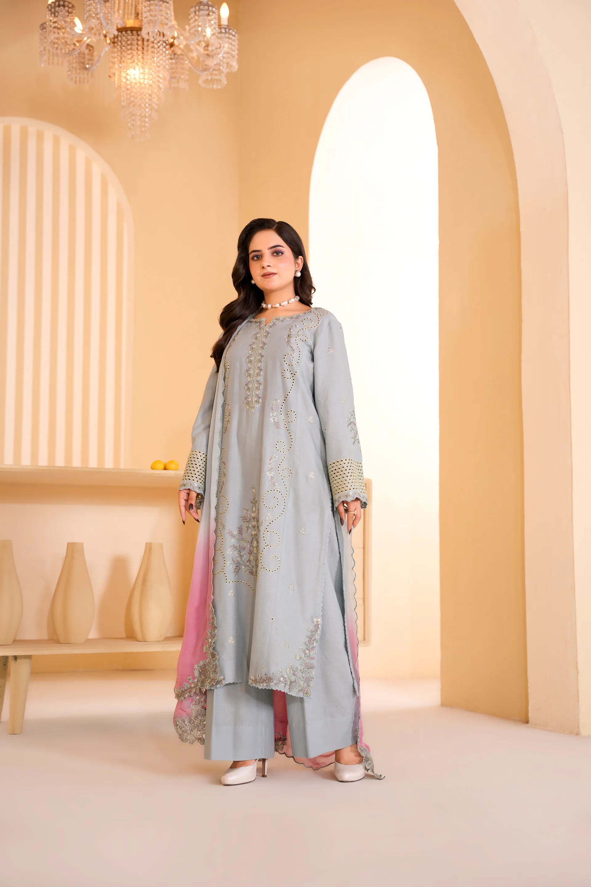 ZS-1259 Sky Blue Embroidered Lawn thumbnail 4