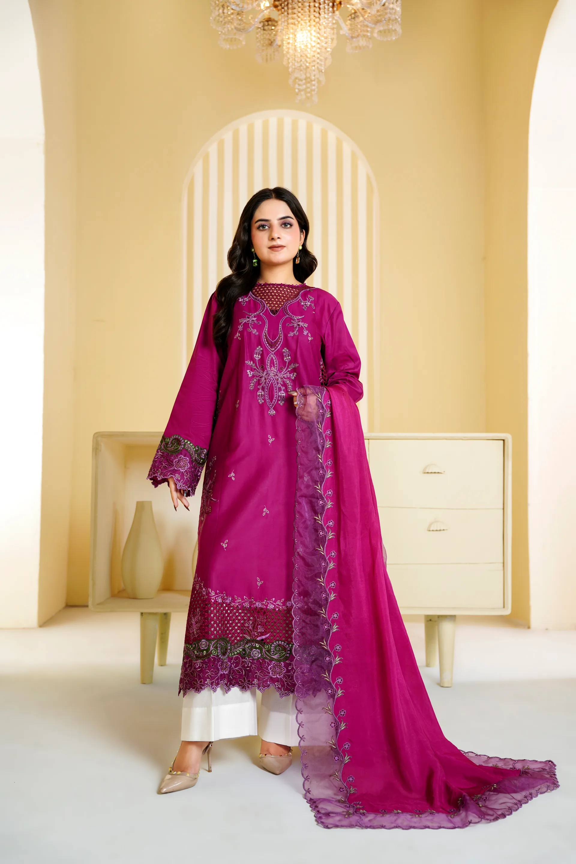 ZS-1261 Magenta Pink Embroidered Lawn thumbnail 4