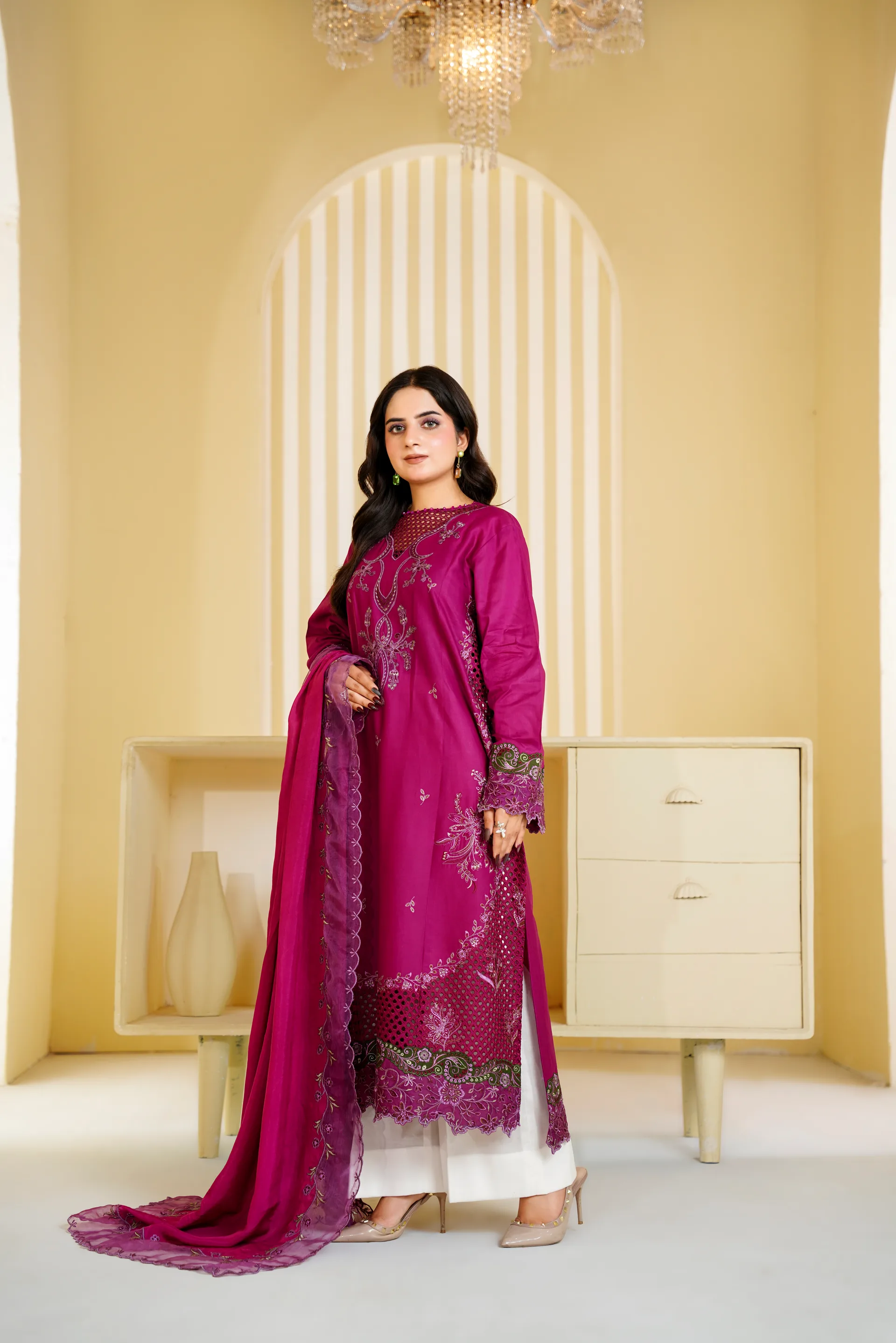 ZS-1261 Magenta Pink Embroidered Lawn thumbnail 5