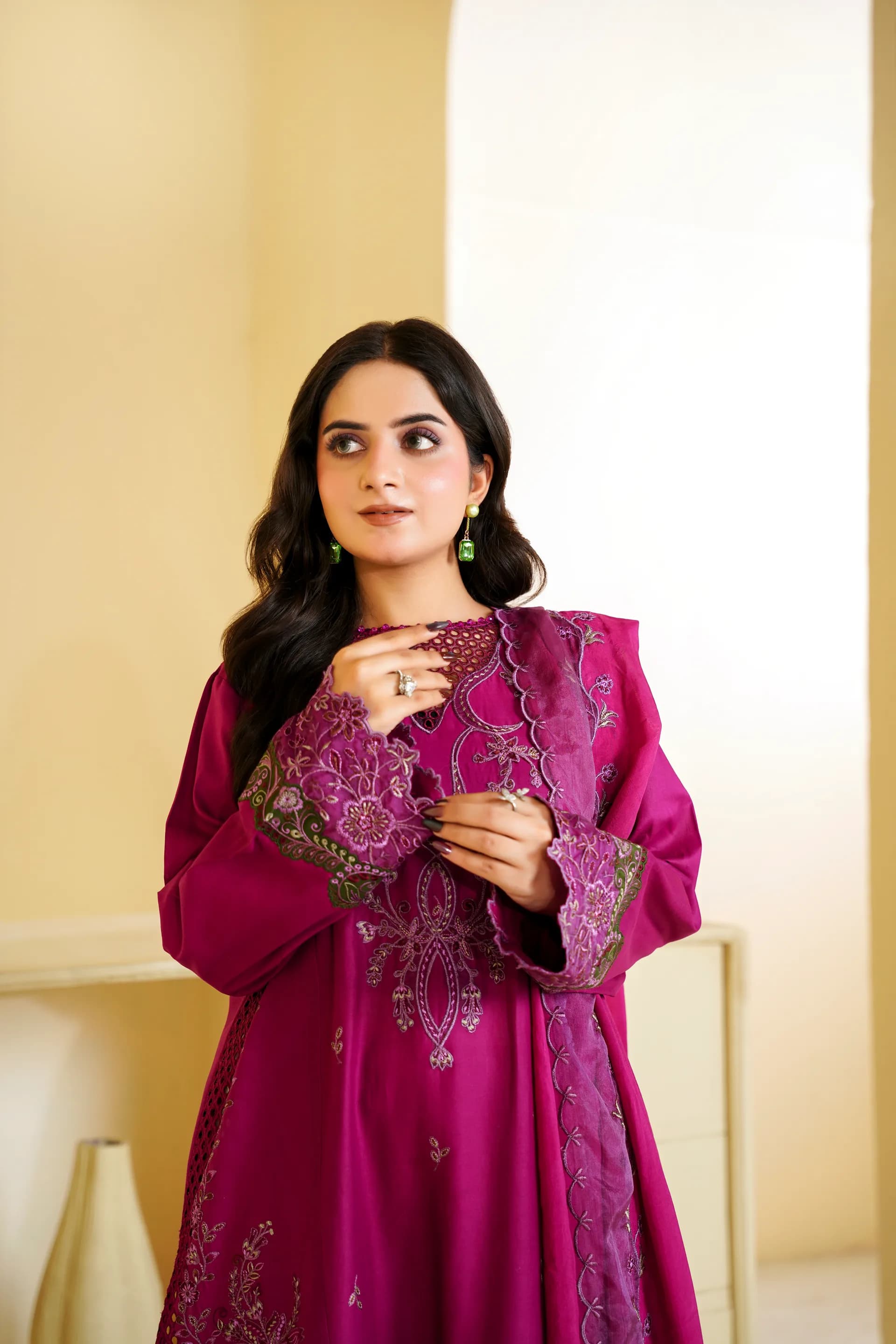 ZS-1261 Magenta Pink Embroidered Lawn thumbnail 7