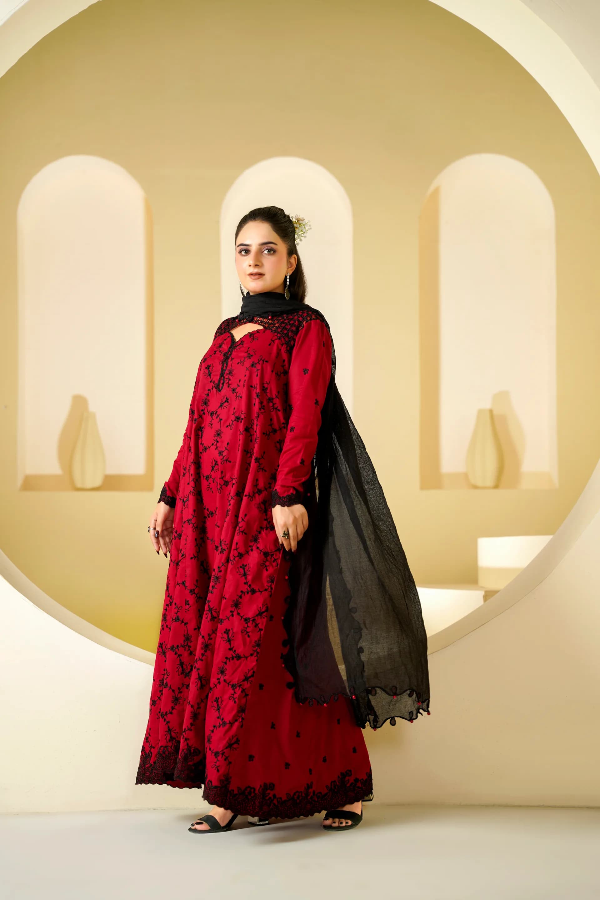 ZS-1257 Maroon Embroidered Lawn thumbnail 3