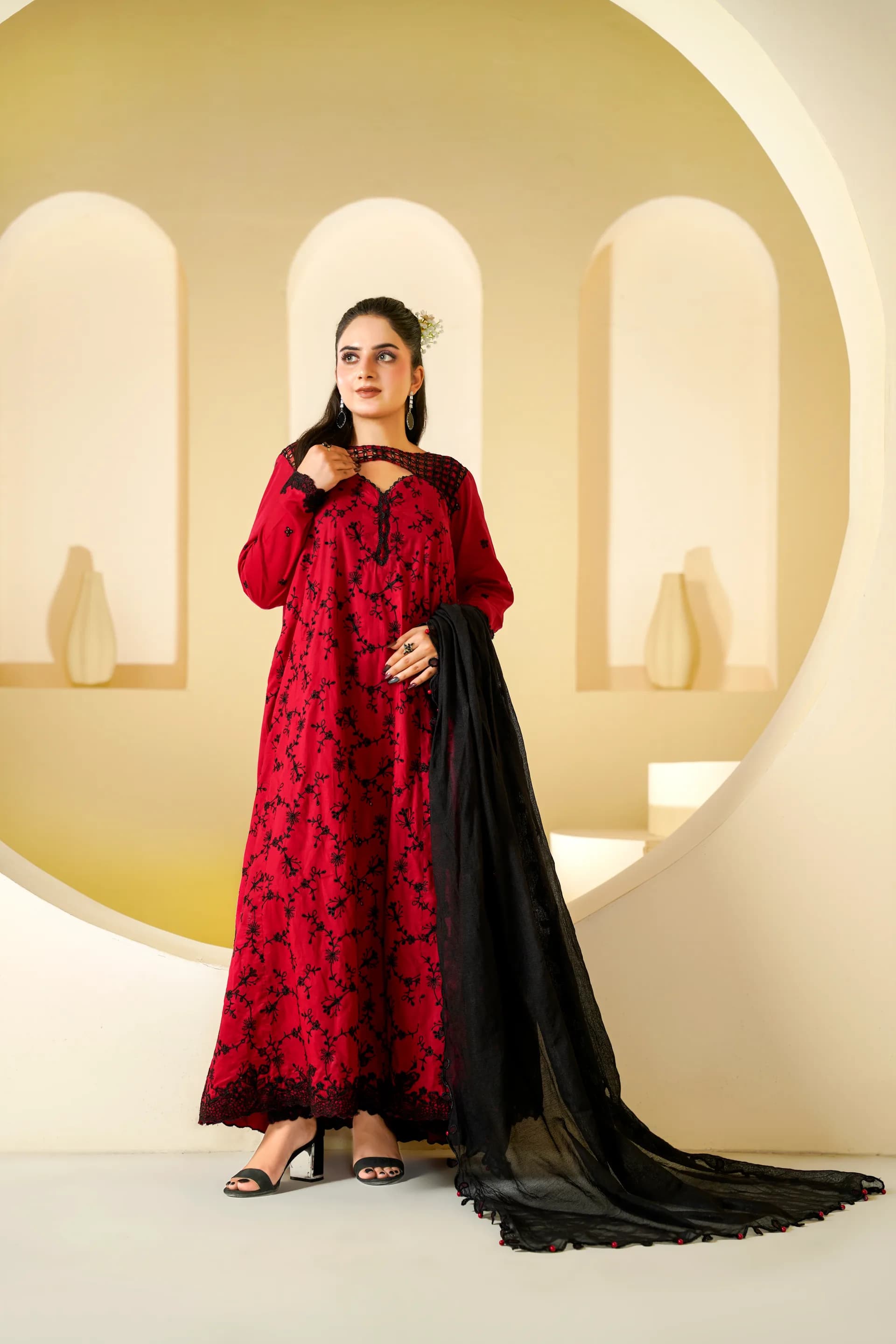 ZS-1257 Maroon Embroidered Lawn thumbnail 5
