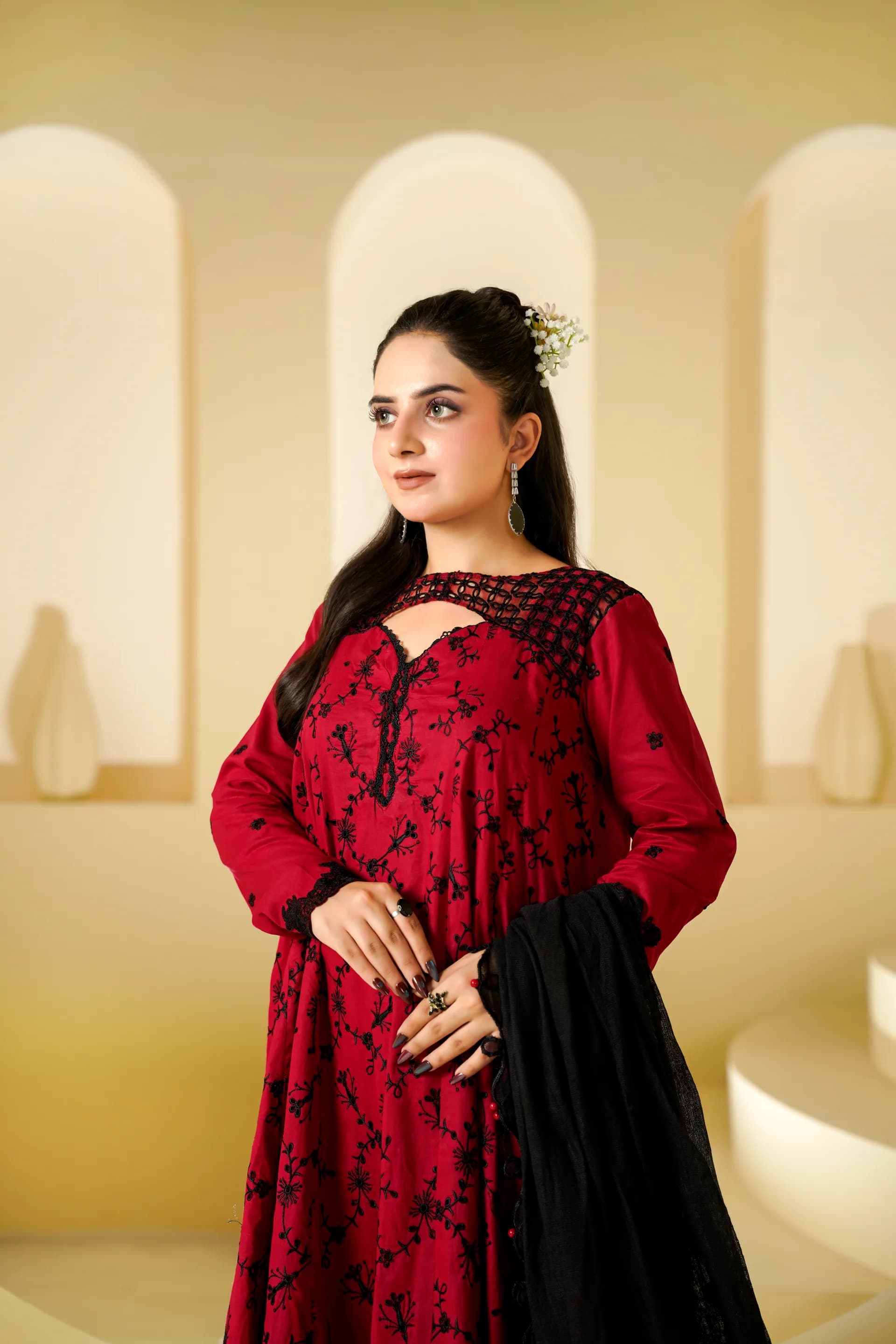 ZS-1257 Maroon Embroidered Lawn thumbnail 6