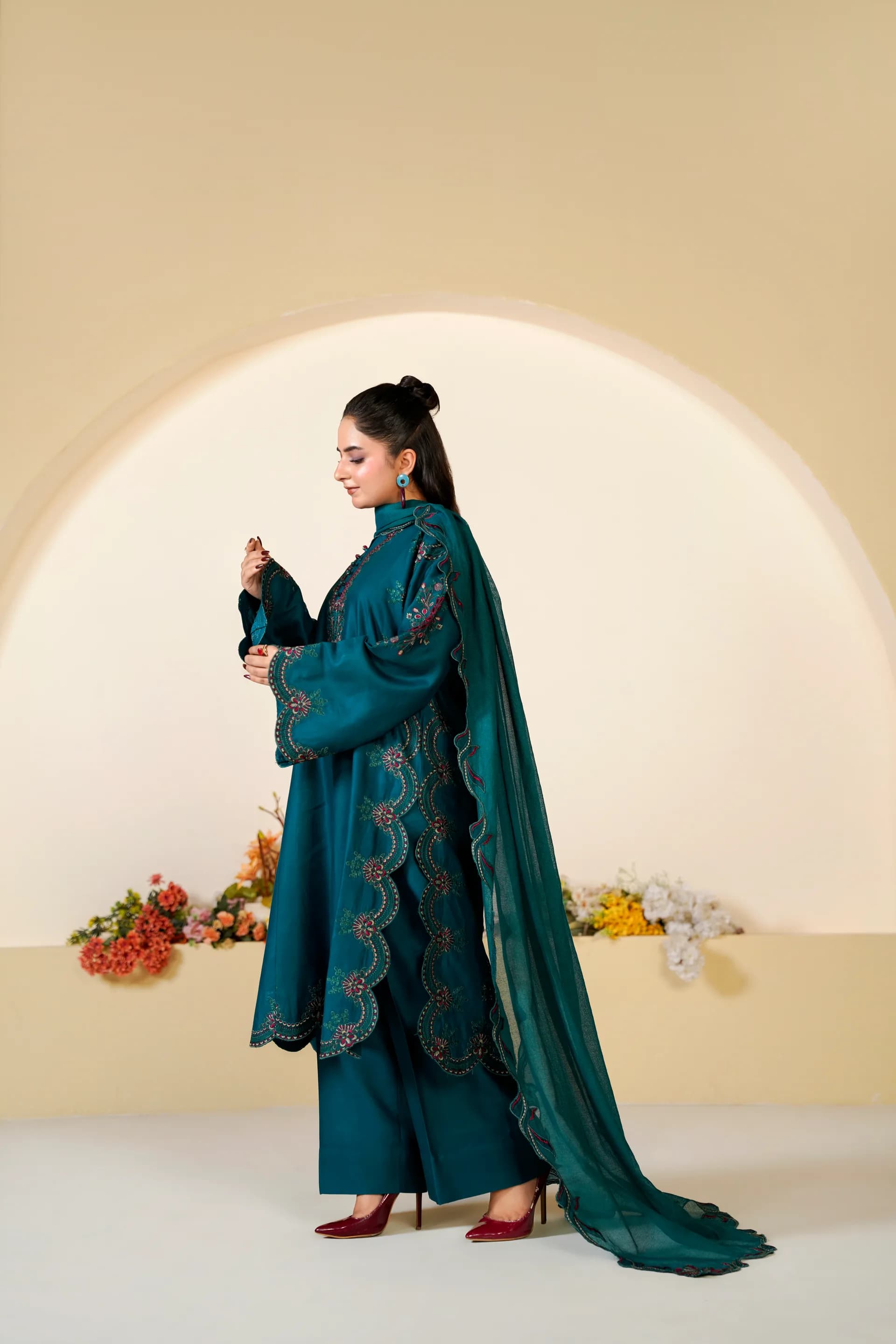 ZS-1260 Dark Teal Green Embroidered Lawn thumbnail 5