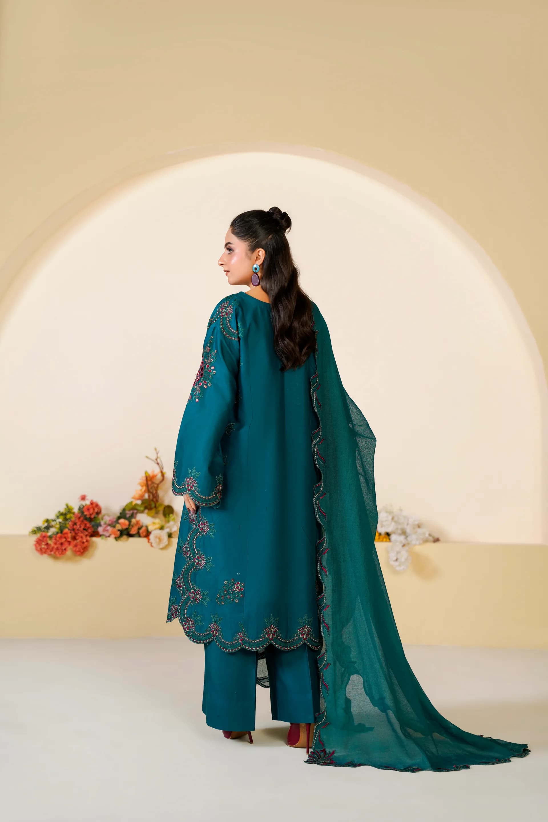 ZS-1260 Dark Teal Green Embroidered Lawn thumbnail 6