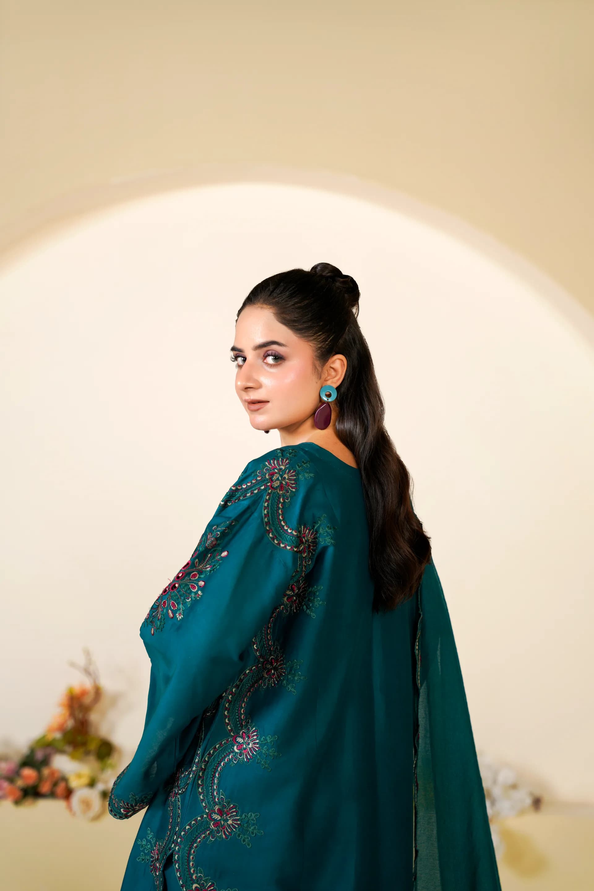 ZS-1260 Dark Teal Green Embroidered Lawn thumbnail 7