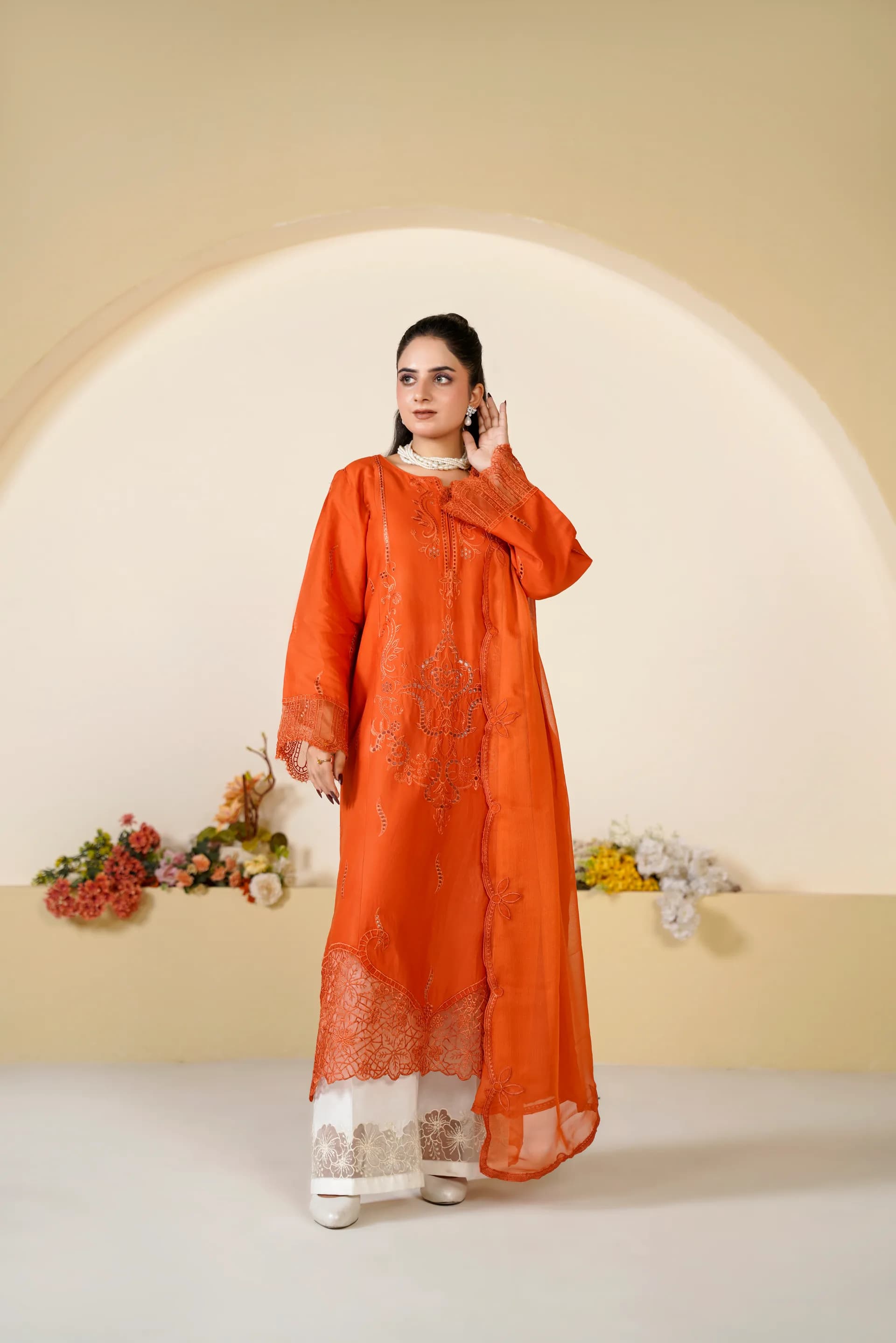 ZS-1262 Rust Embroidered Lawn thumbnail 4