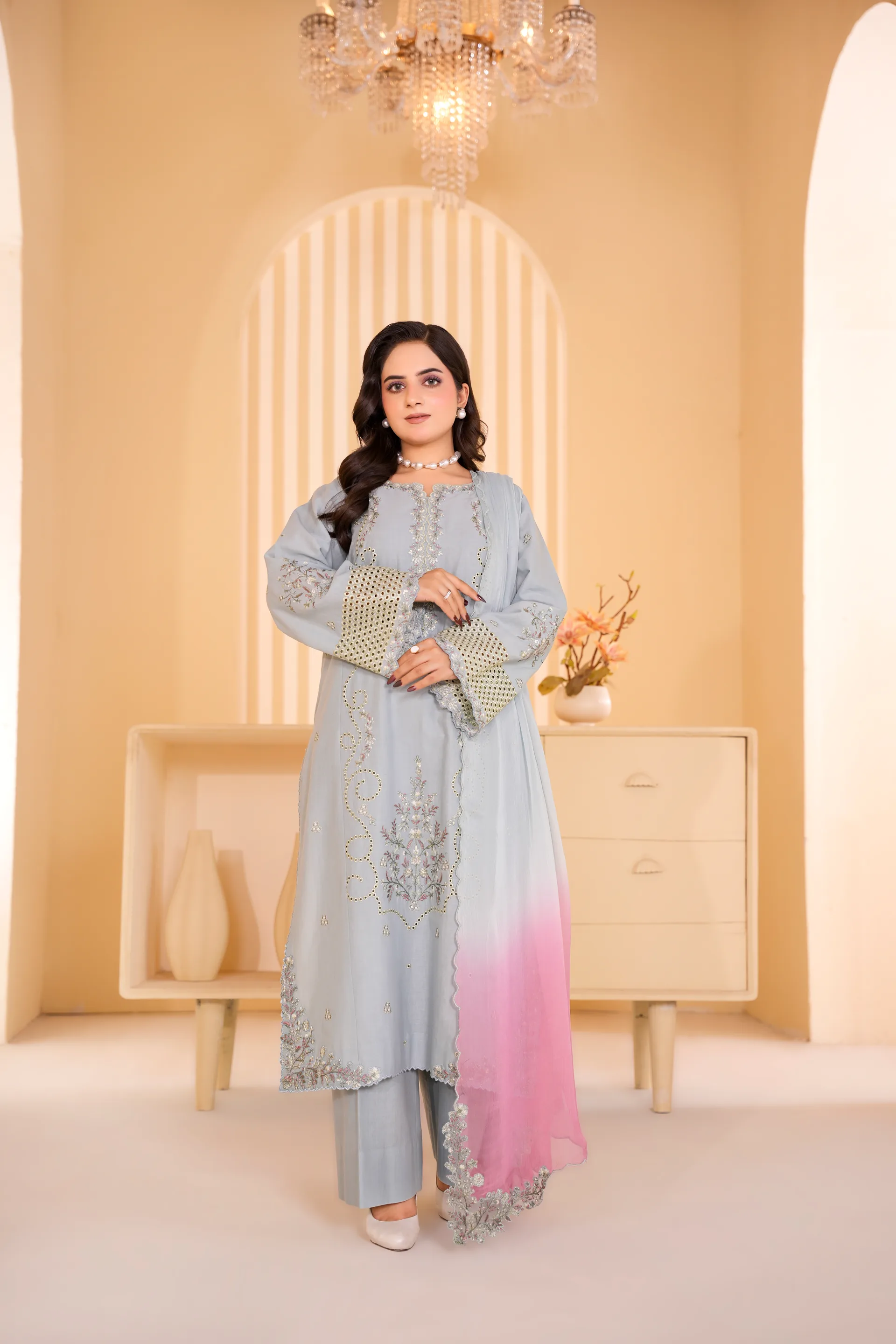 ZS-1259 Sky Blue Embroidered Lawn - 0-piece suit