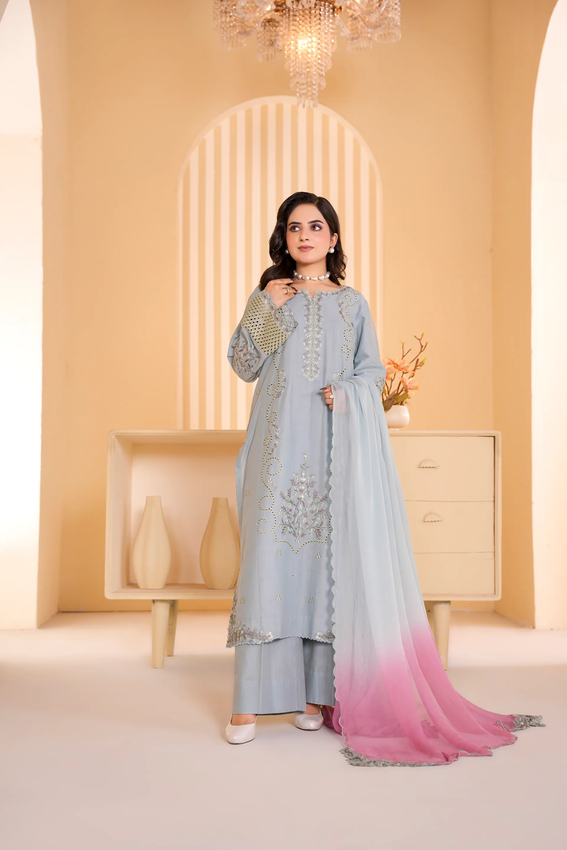 ZS-1259 Sky Blue Embroidered Lawn - 0-piece suit