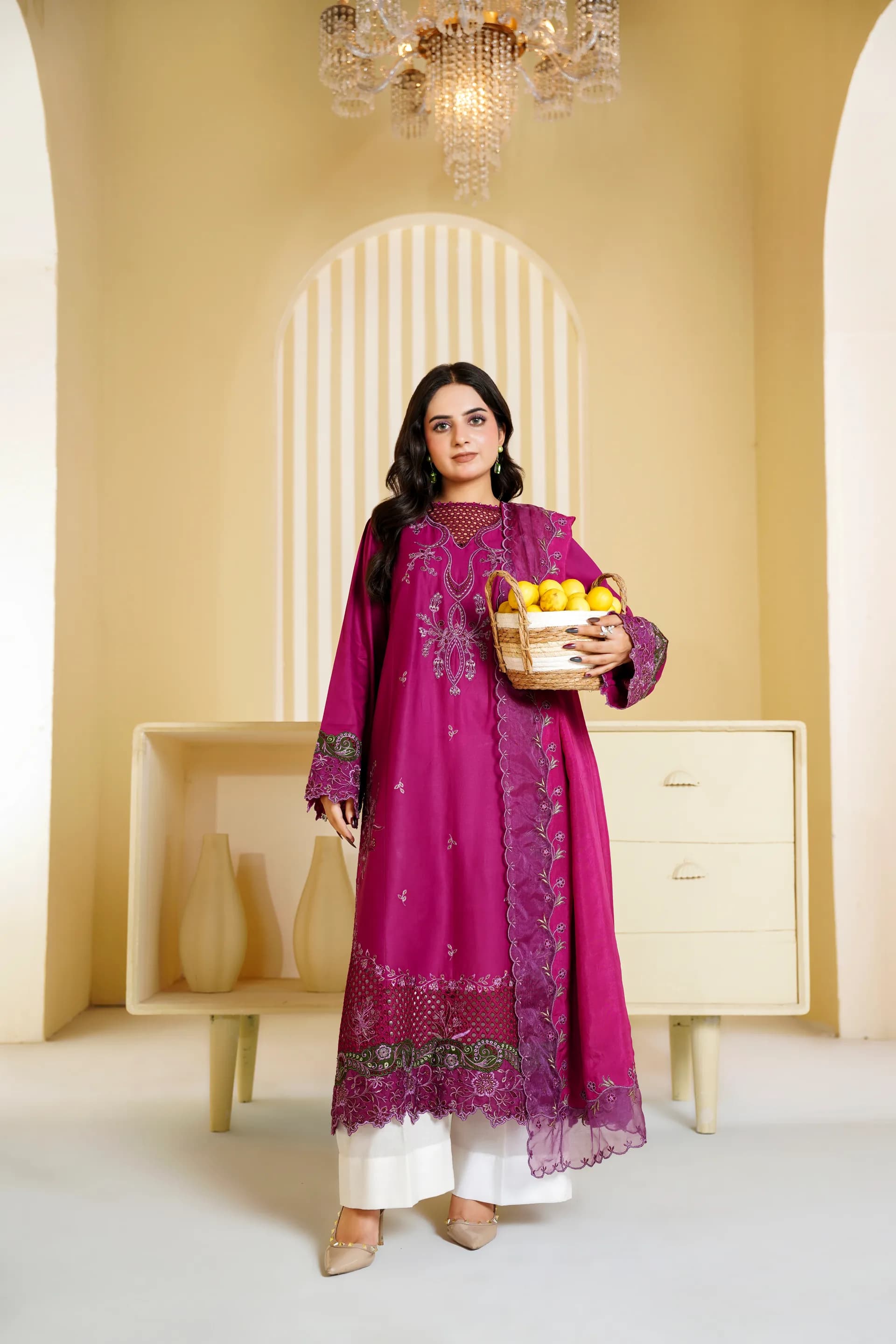 ZS-1261 Magenta Pink Embroidered Lawn