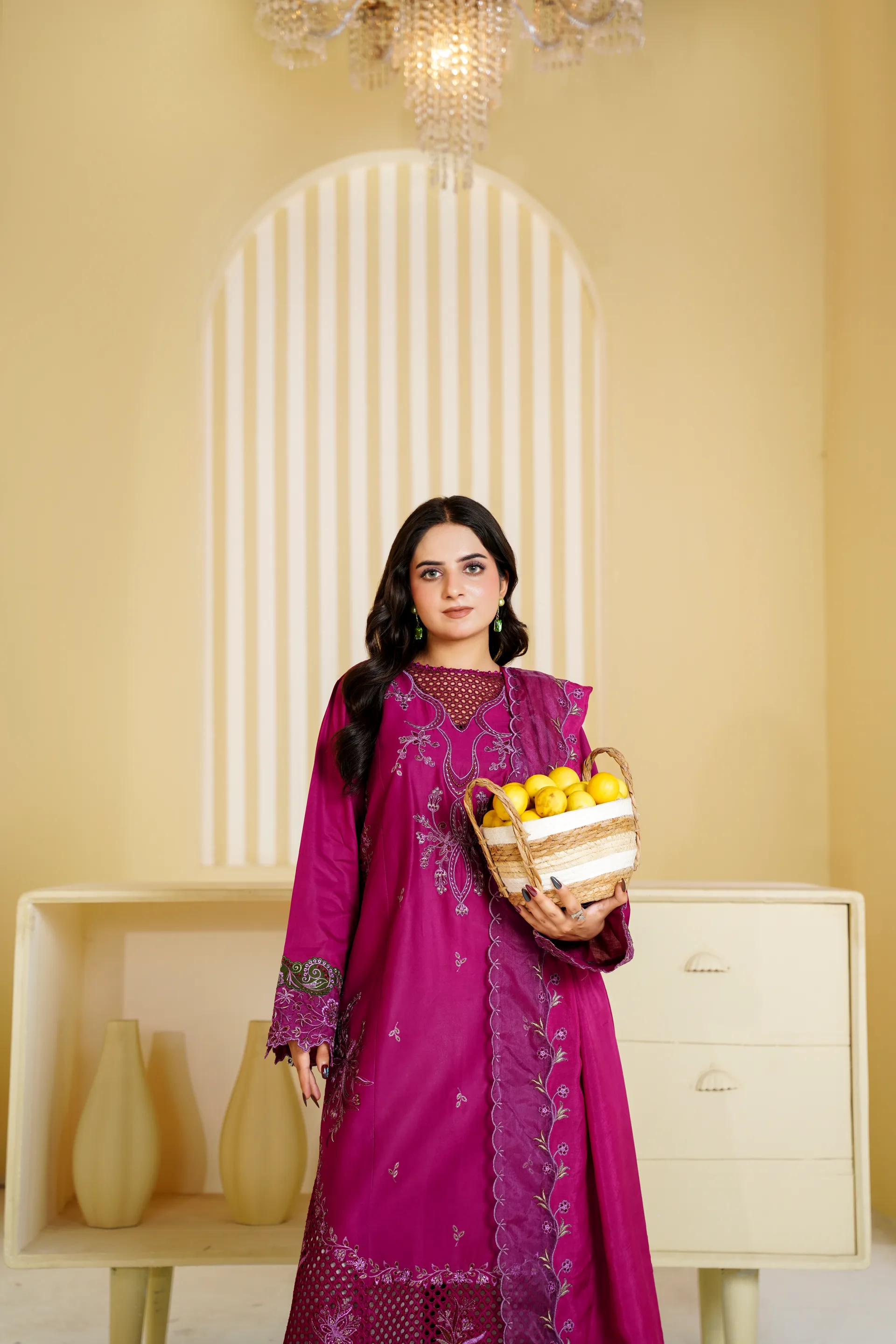 ZS-1261 Magenta Pink Embroidered Lawn - 0-piece suit