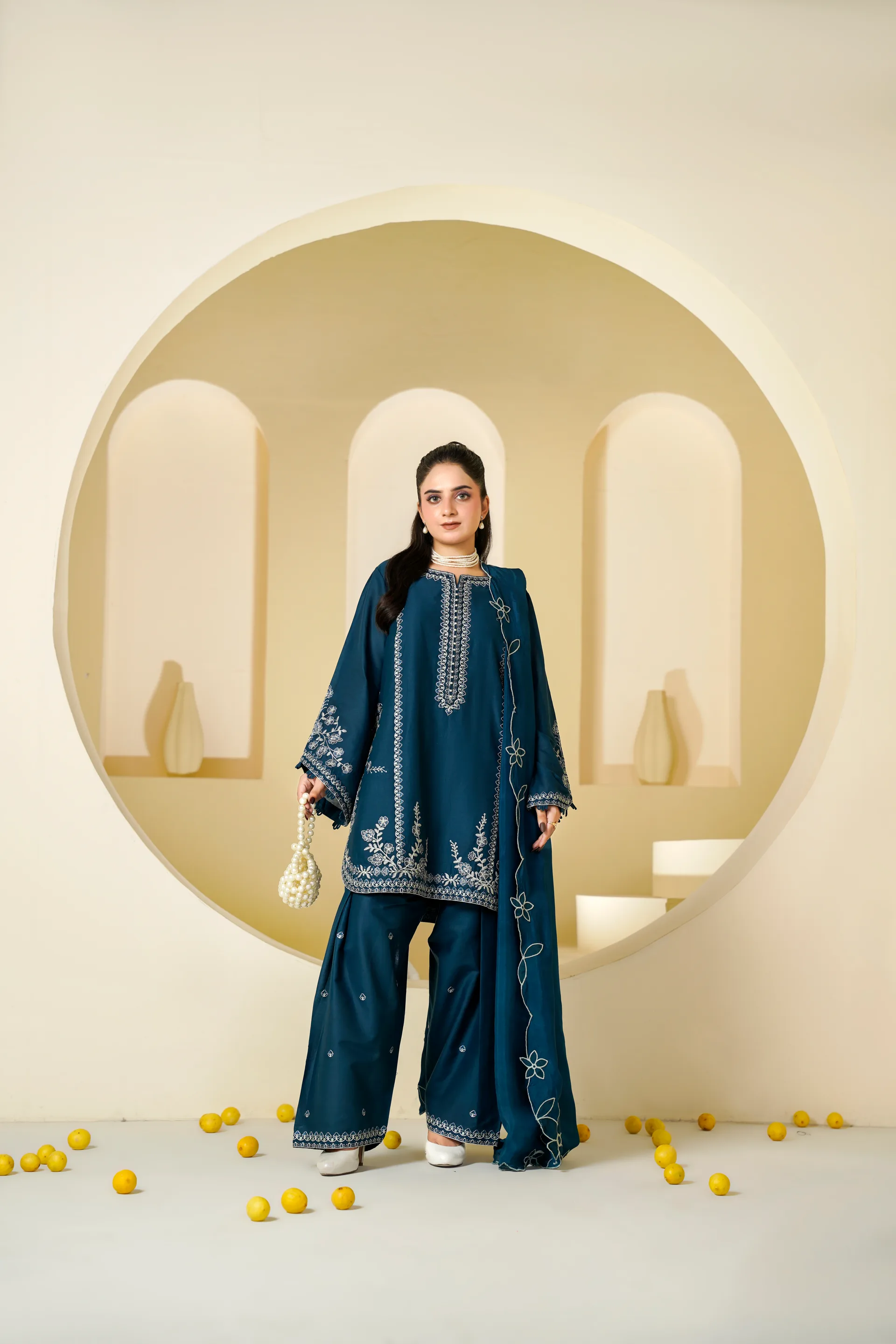 ZS-1264 Blue Embroidered Lawn