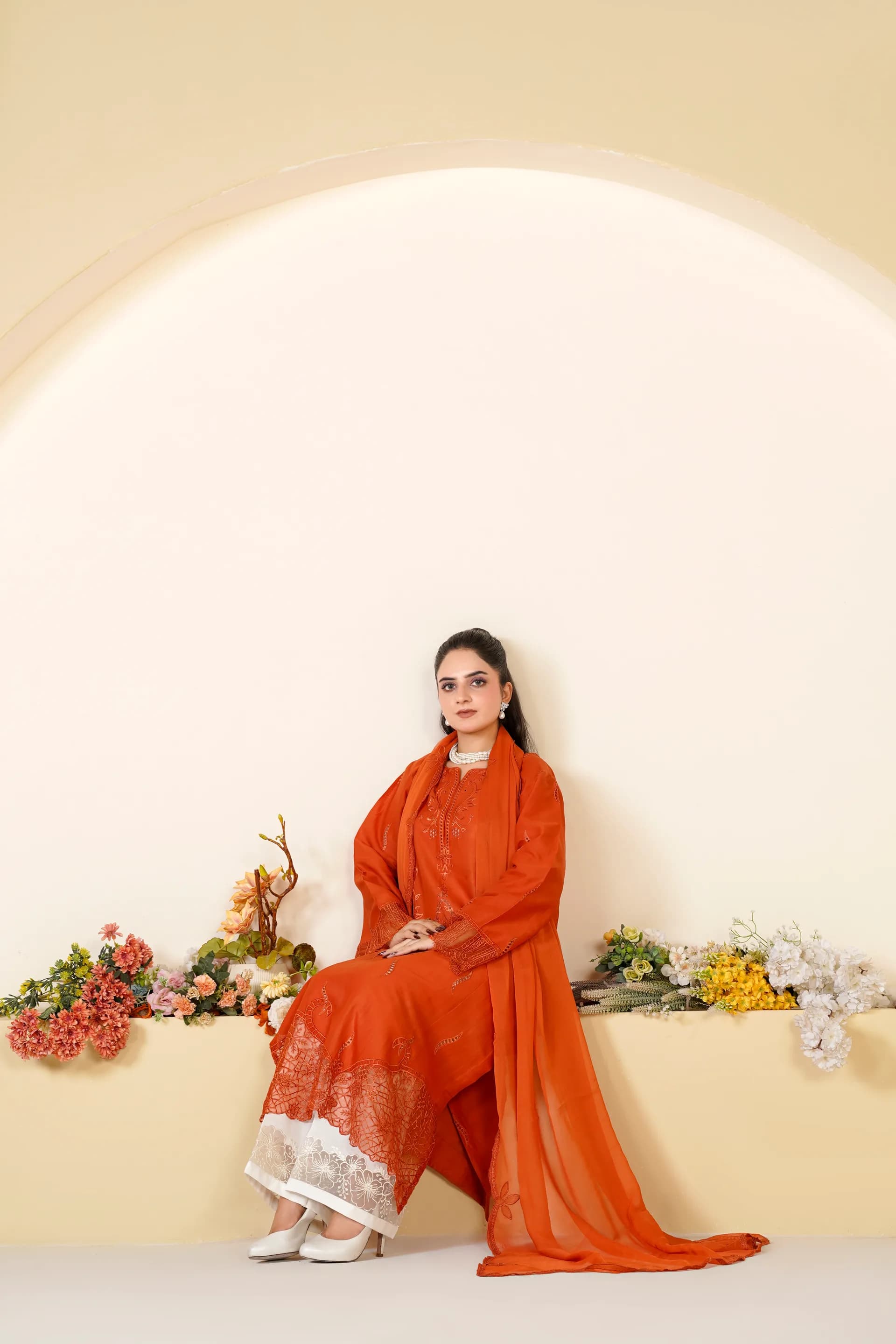 ZS-1262 Rust Embroidered Lawn
